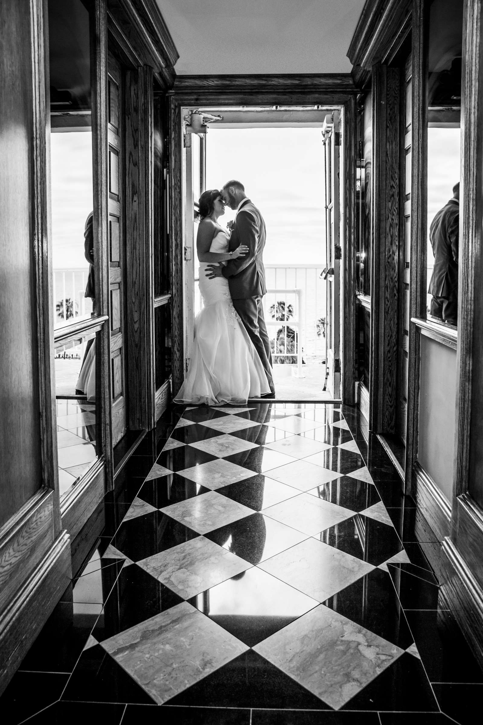 Stylized Portrait, Romantic moment, Black and White photo at La Valencia Wedding coordinated by SD Weddings by Gina, Madeleine and Joseph Wedding Photo #25 by True Photography
