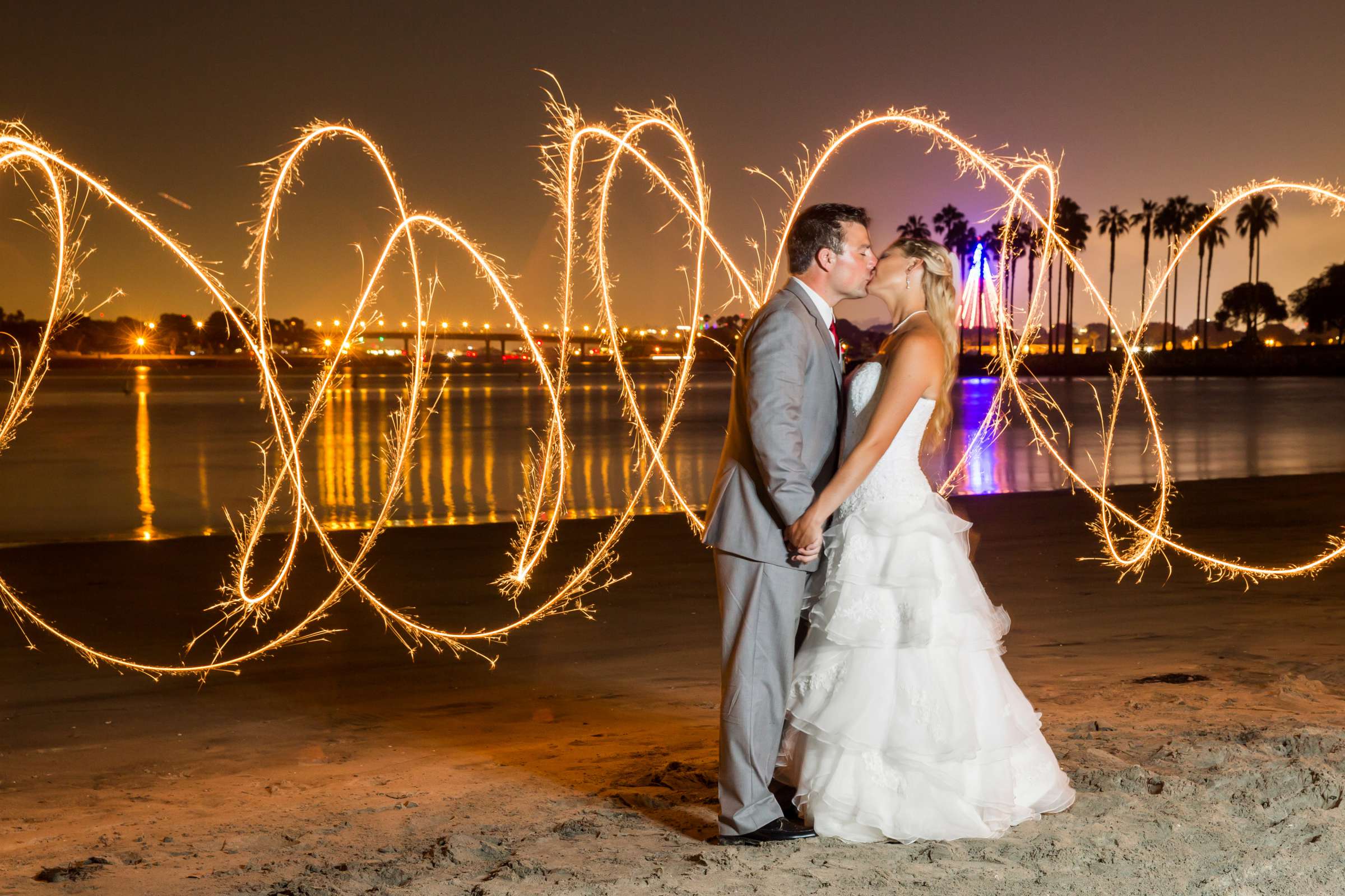 Sparklers, Night Shot at Bahia Hotel Wedding coordinated by Bahia Hotel, Nancy and Matt Wedding Photo #255512 by True Photography
