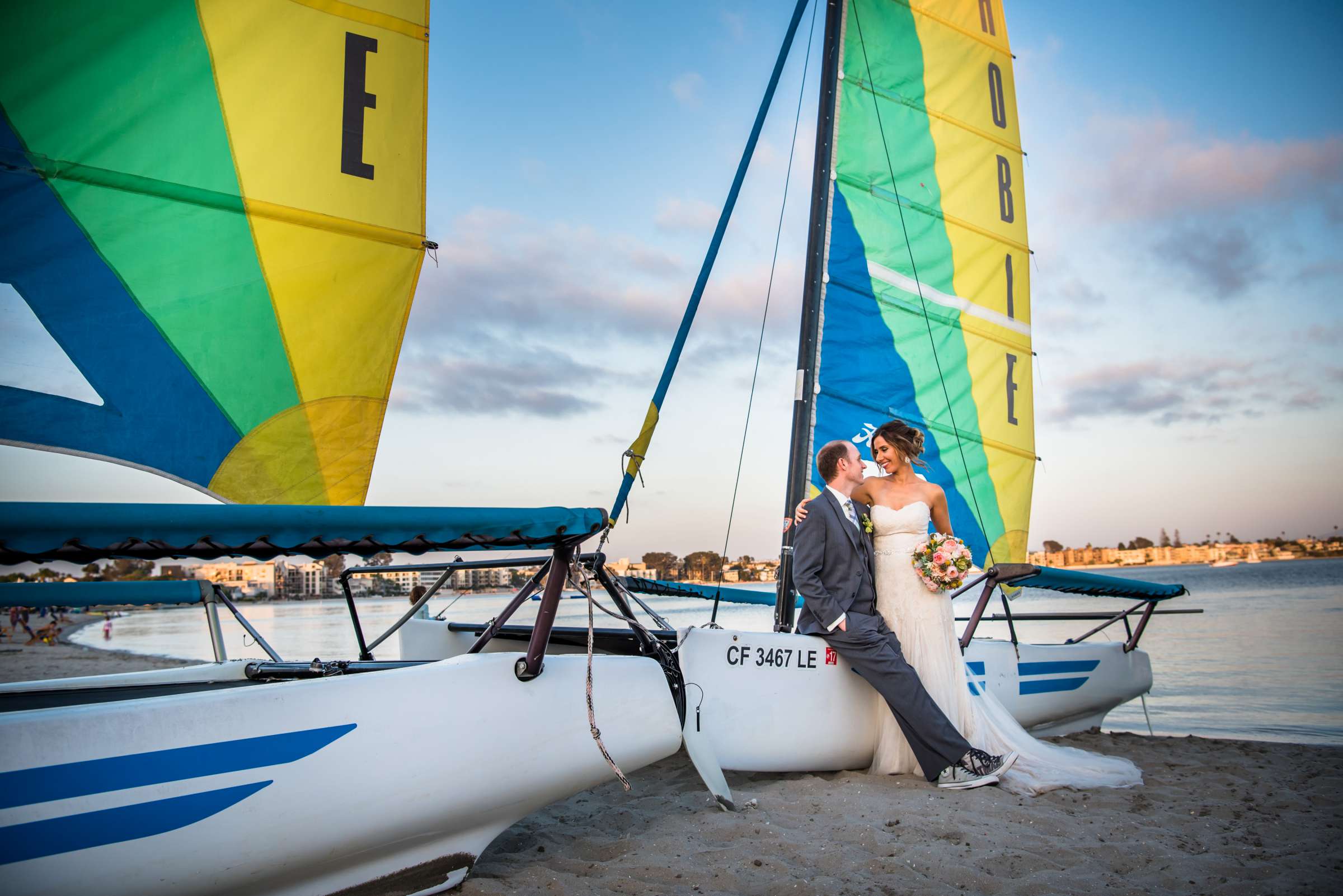 Boat Wedding, Bride and Groom, Stylized Portrait at Catamaran Resort Wedding, Meagan and Nathan Wedding Photo #261591 by True Photography