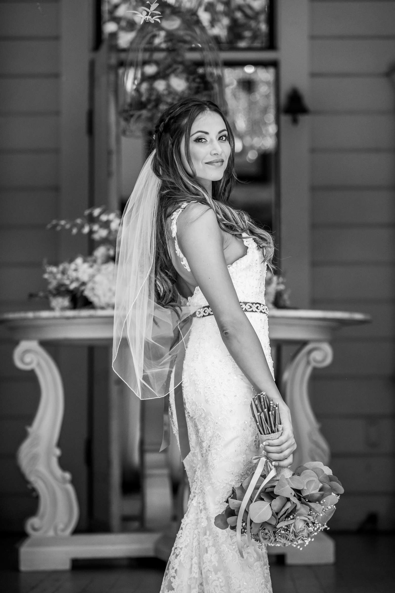 Black and White photo, Bride at Twin Oaks House & Gardens Wedding Estate Wedding coordinated by Twin Oaks House & Gardens Wedding Estate, Brittany and Joseph Wedding Photo #6 by True Photography