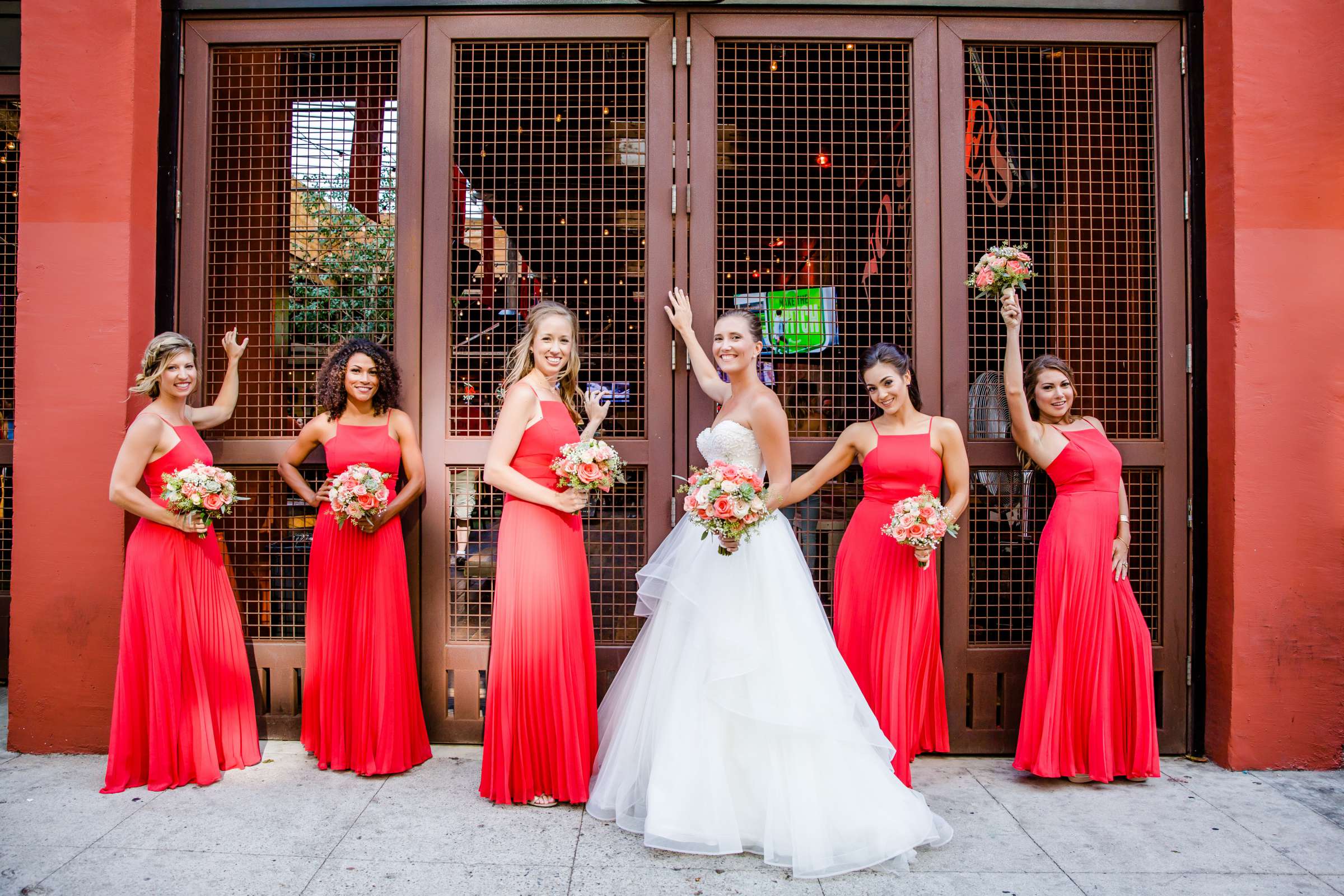 Red colors, Bridesmaids at The Ultimate Skybox Wedding, Sophie and Tomas Wedding Photo #262768 by True Photography