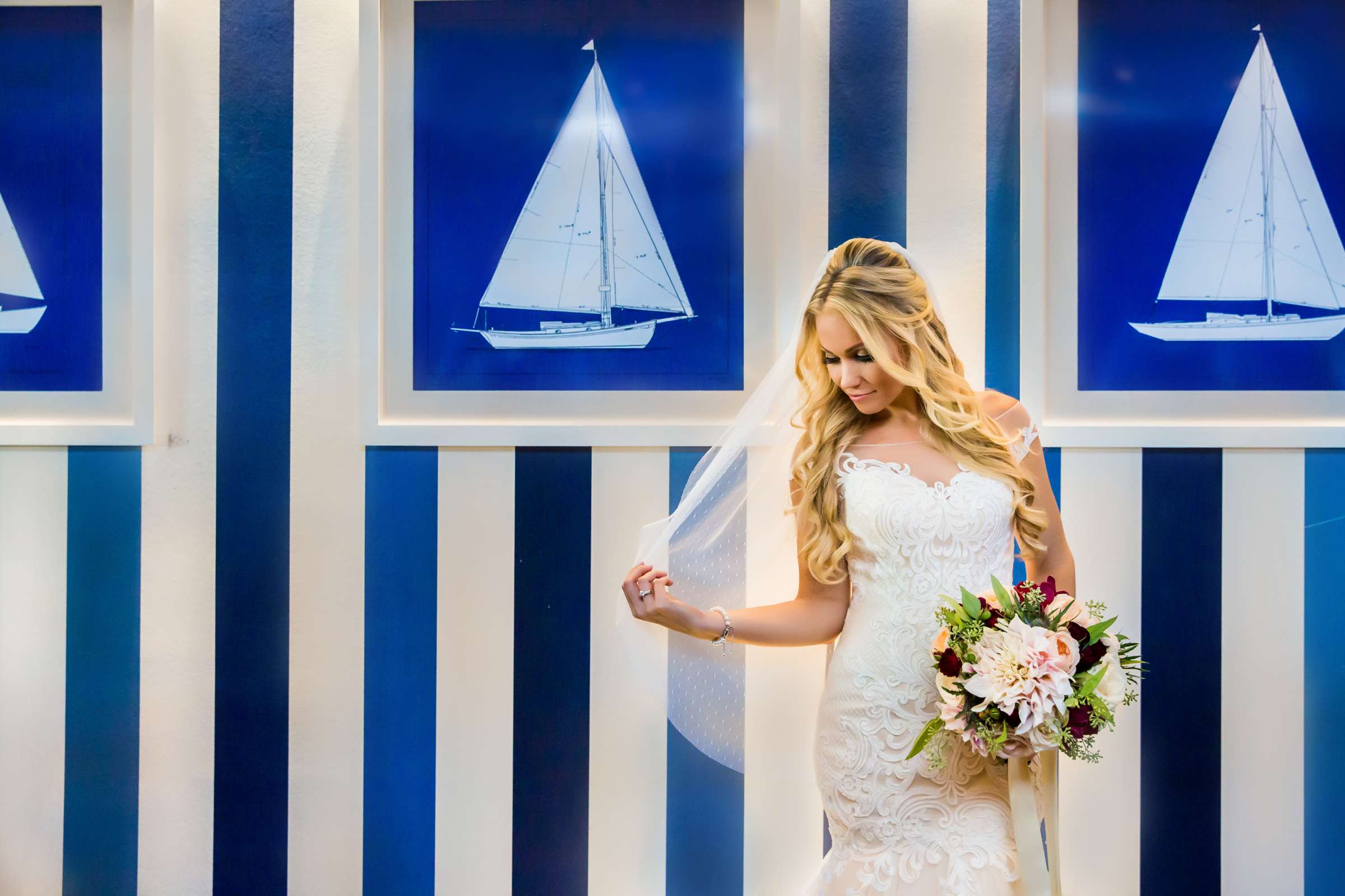 Blue colors, contemporary photo, Bride, Stylized Portrait at Tom Hams Lighthouse Wedding, Kimberly and Joshua Wedding Photo #263763 by True Photography