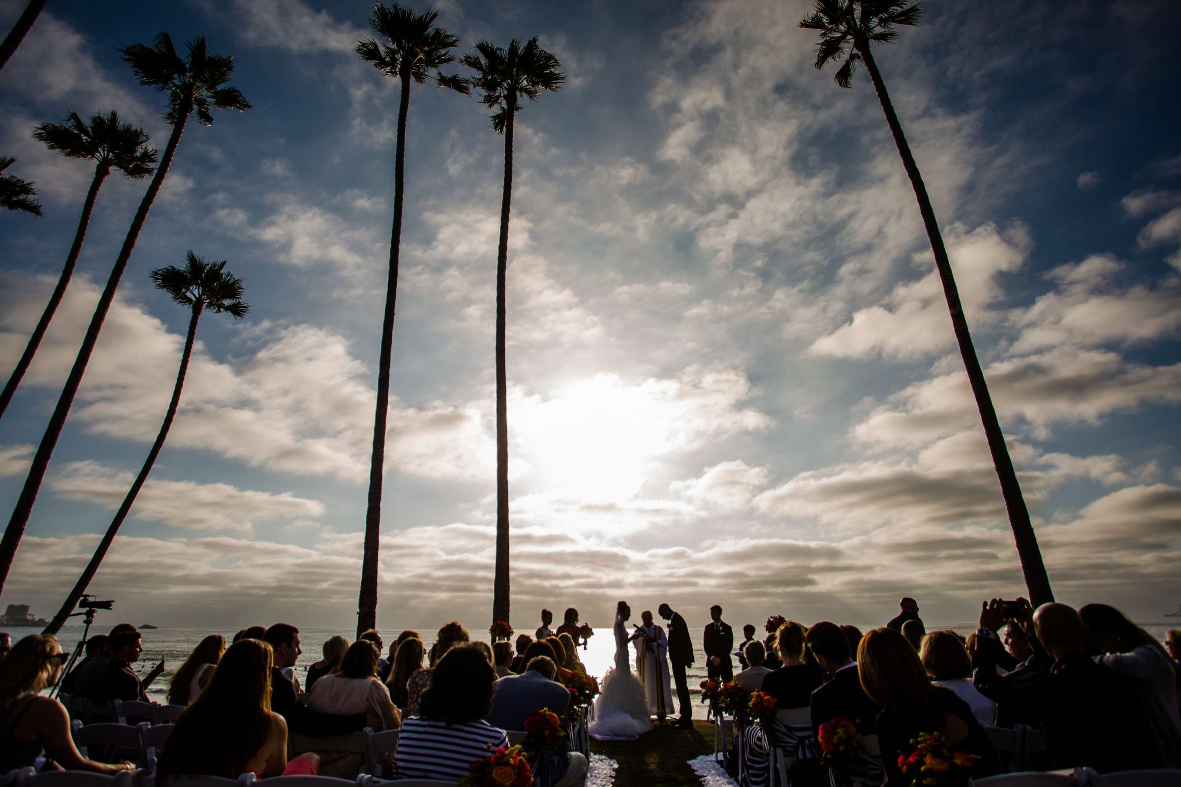 Sunset, Ceremony, Beach at Scripps Seaside Forum Wedding, Callie and Robert Wedding Photo #264101 by True Photography