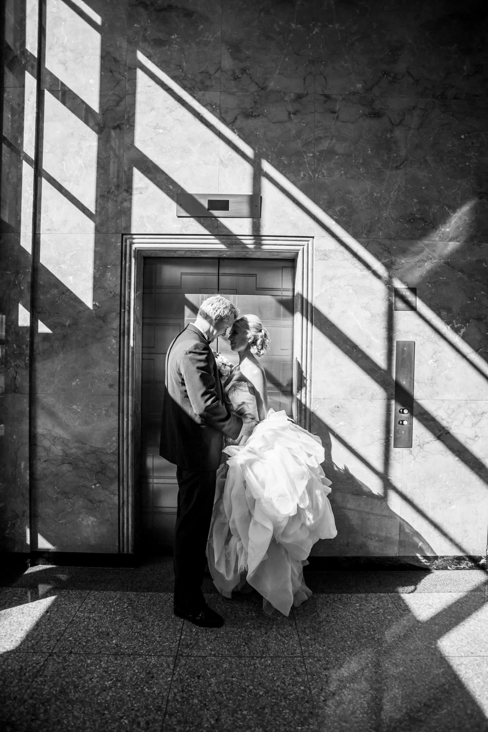 Black and White photo, Artsy moment at Waterfront Park Wedding coordinated by Socal Soiree, Jennell and Terry Wedding Photo #11 by True Photography