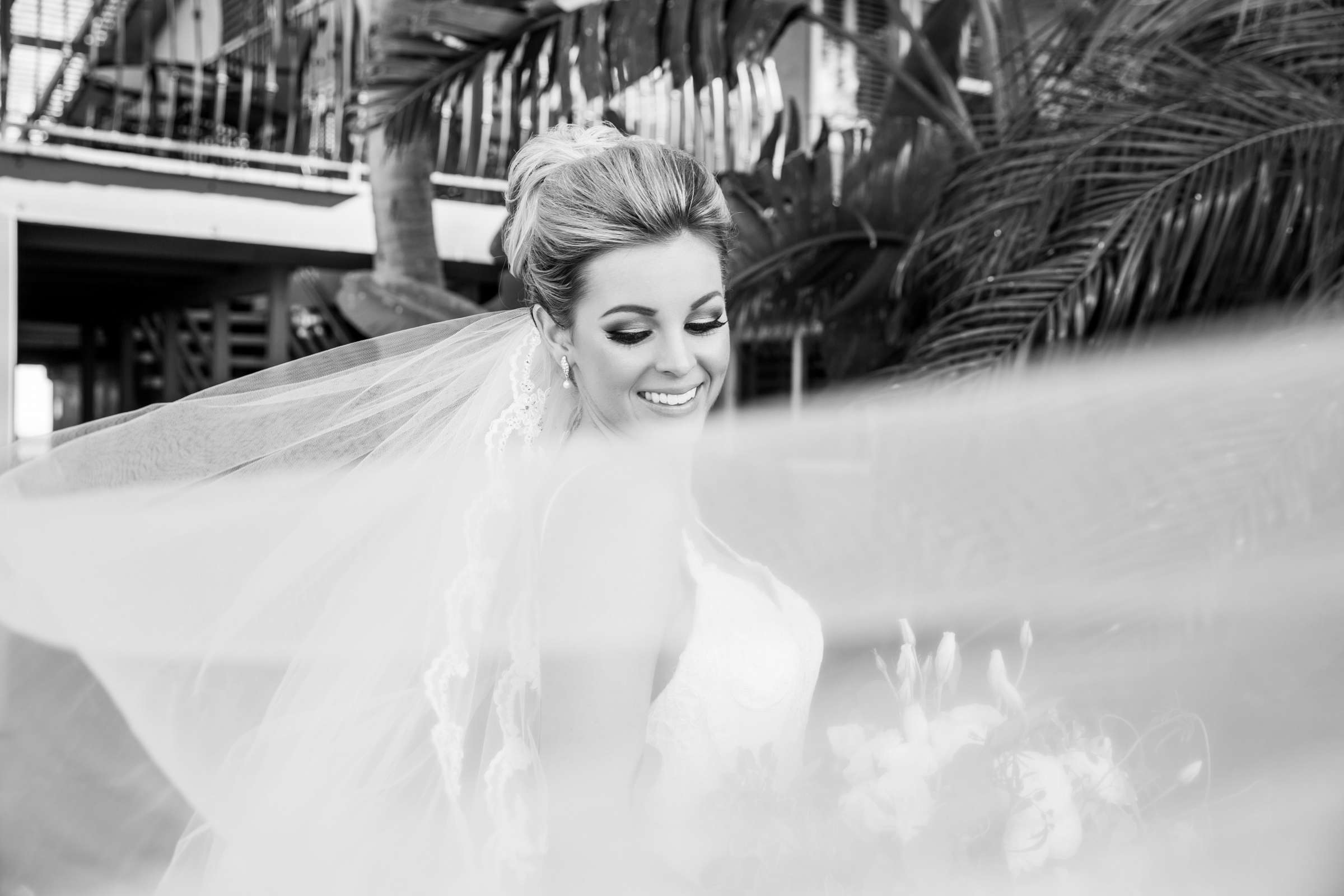 Black and White photo, Veil at Ocean View Room Wedding, Dana and Austin Wedding Photo #276121 by True Photography