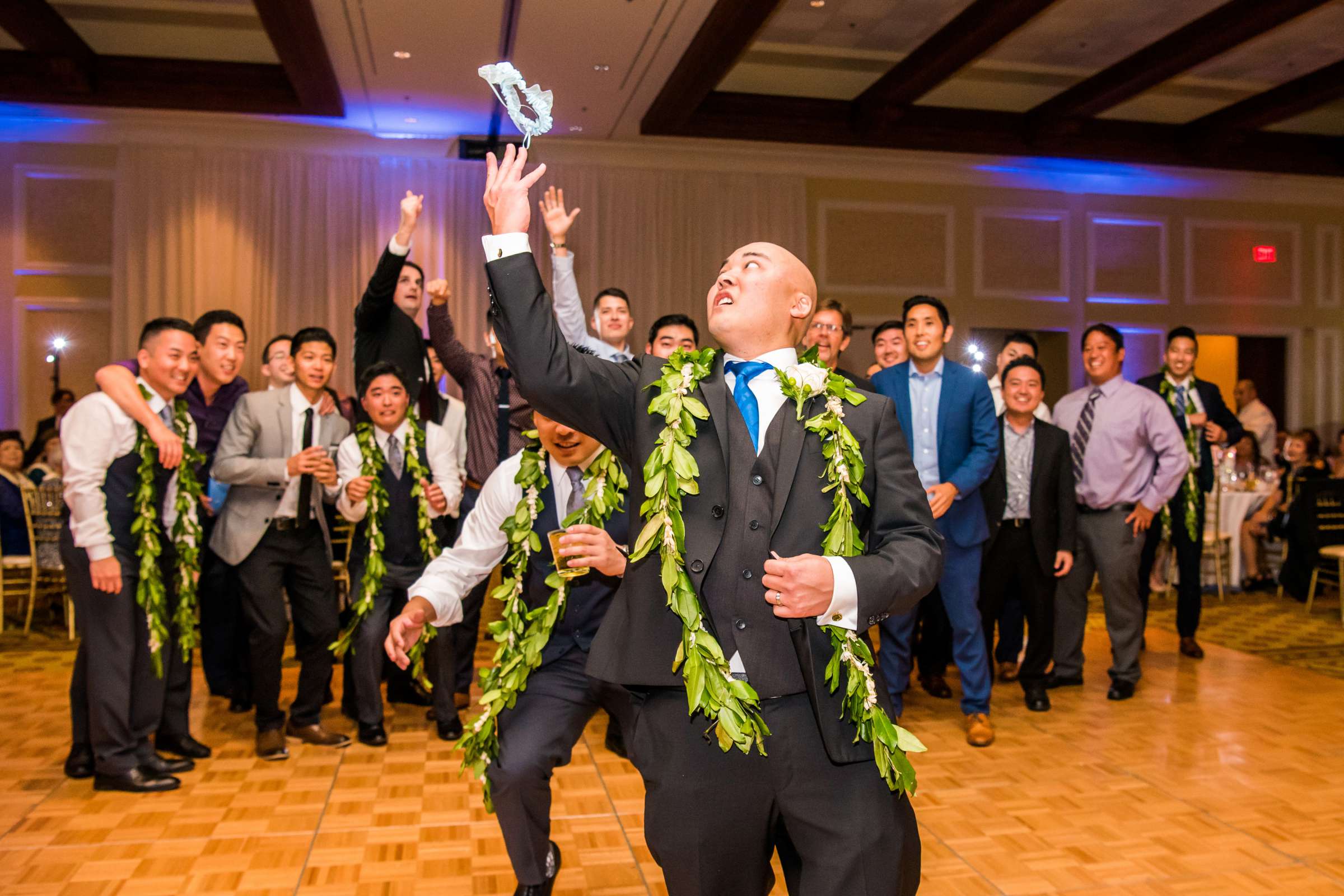 Bouquet and Garter Toss at Hyatt Regency Huntington Beach Wedding coordinated by Mele Amore, Nicole and Bryce Wedding Photo #142 by True Photography
