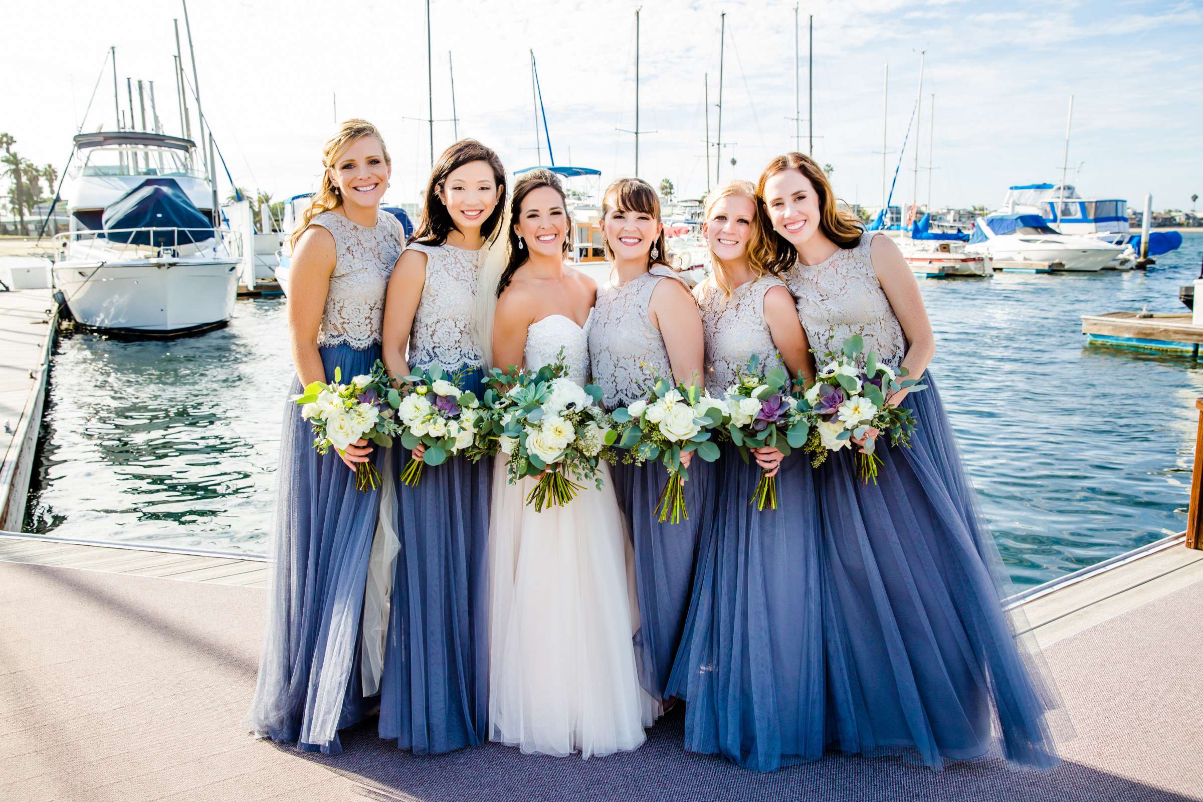 Bridesmaids, Blue colors at Bahia Hotel Wedding coordinated by Bahia Hotel, Alaina and Stephen Wedding Photo #42 by True Photography