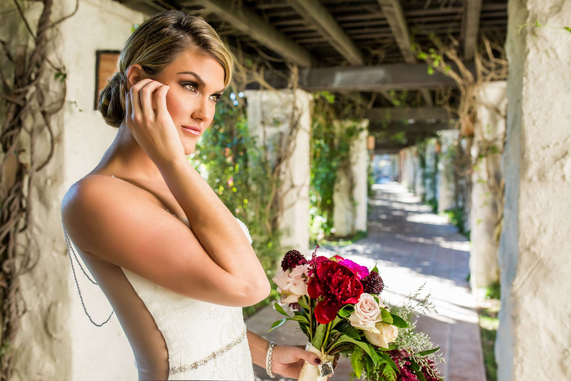 Bride, Stylized Portrait at Westlake Village Inn Wedding coordinated by Cali LA Productions, Jennafer and Kylan Wedding Photo #45 by True Photography