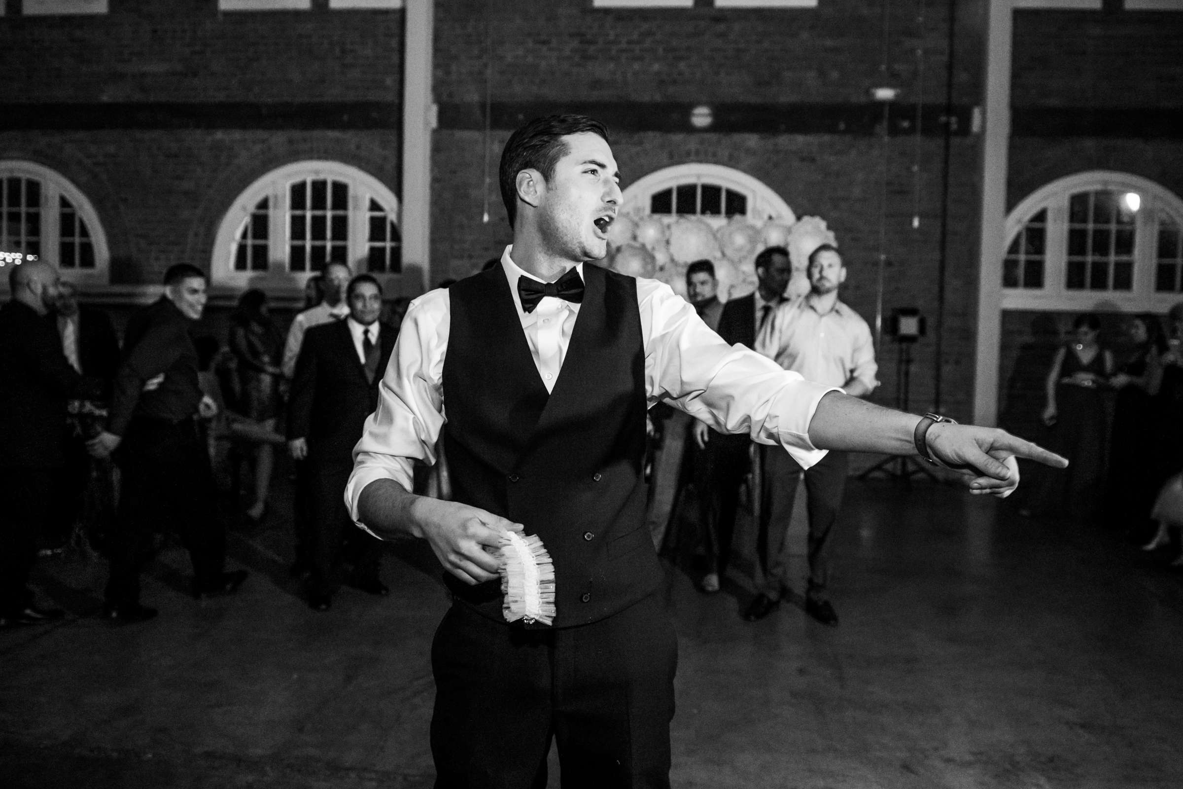 Bouquet and Garter Toss at Brick Wedding, Lindsey and Andrew Wedding Photo #287765 by True Photography