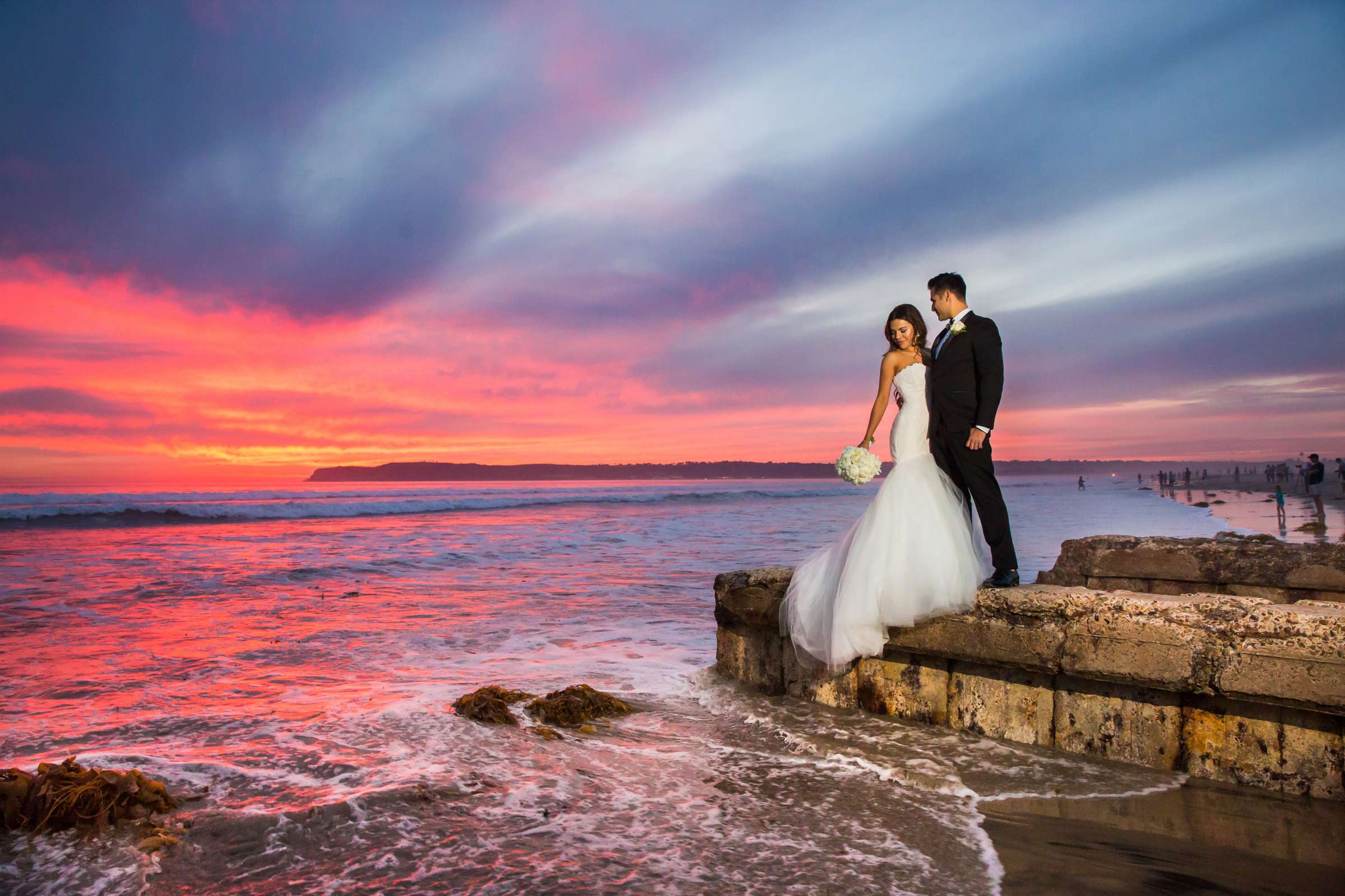 Sunset, Beach, Stylized Portrait at Star of the Sea Event Center Wedding, Karla and Jaime Wedding Photo #1 by True Photography