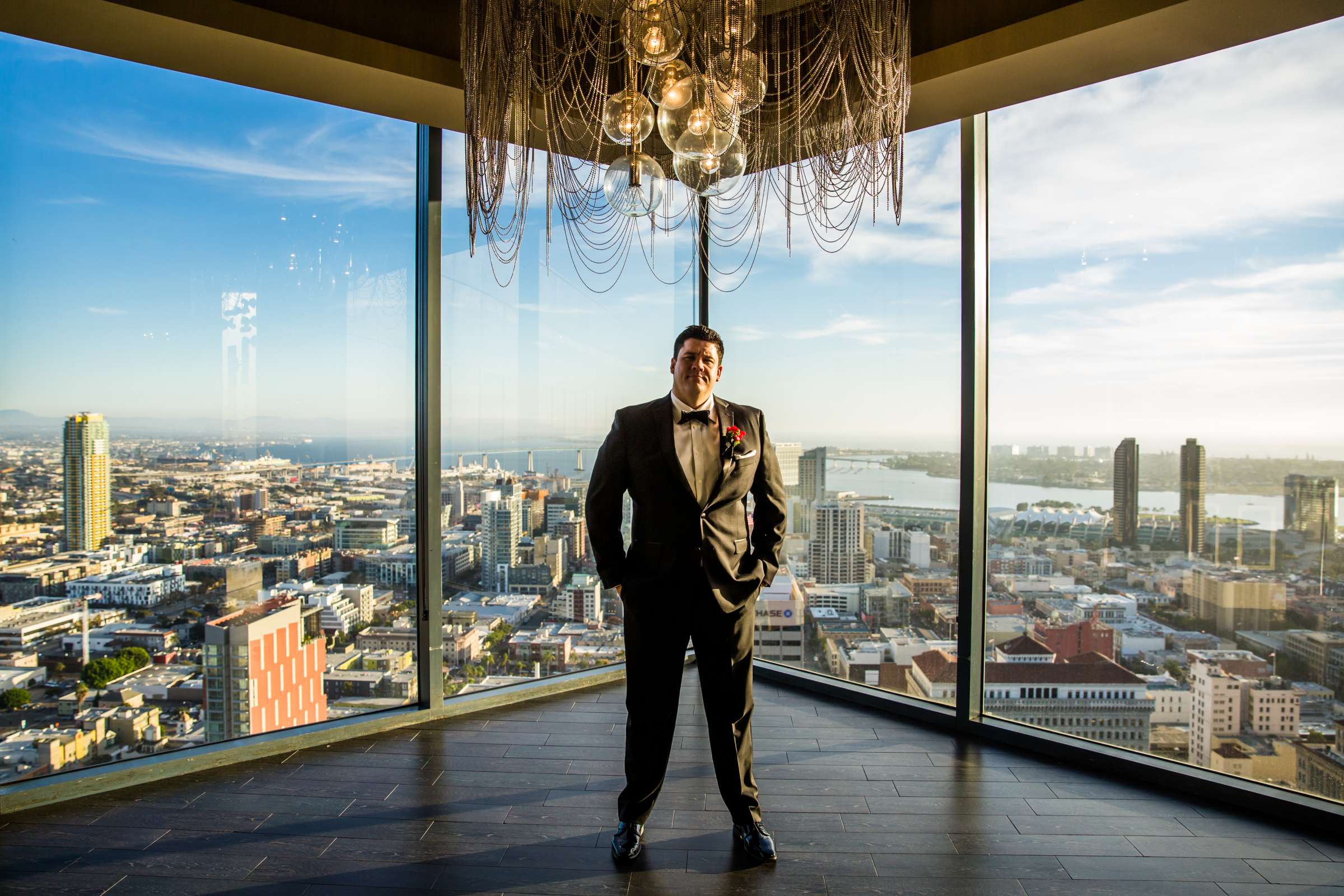 Urban Downtown, Groom at The University Club Atop Symphony Towers Wedding coordinated by Maggie Tyler Events, Heather and Andrew Wedding Photo #13 by True Photography