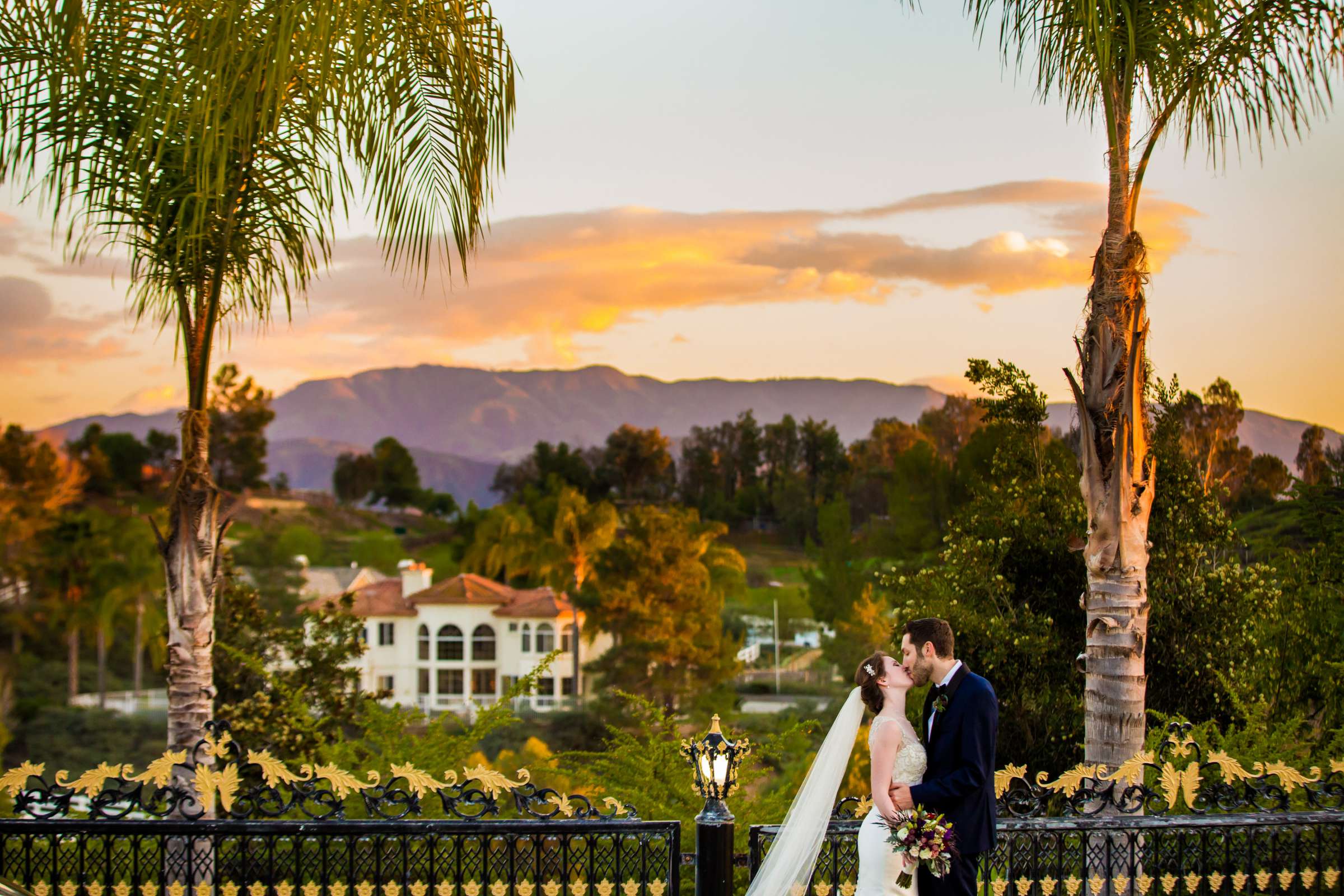 Sunset, Mountains, Romantic moment at Hearst Castle Wedding, Hanah and Wesley Wedding Photo #1 by True Photography