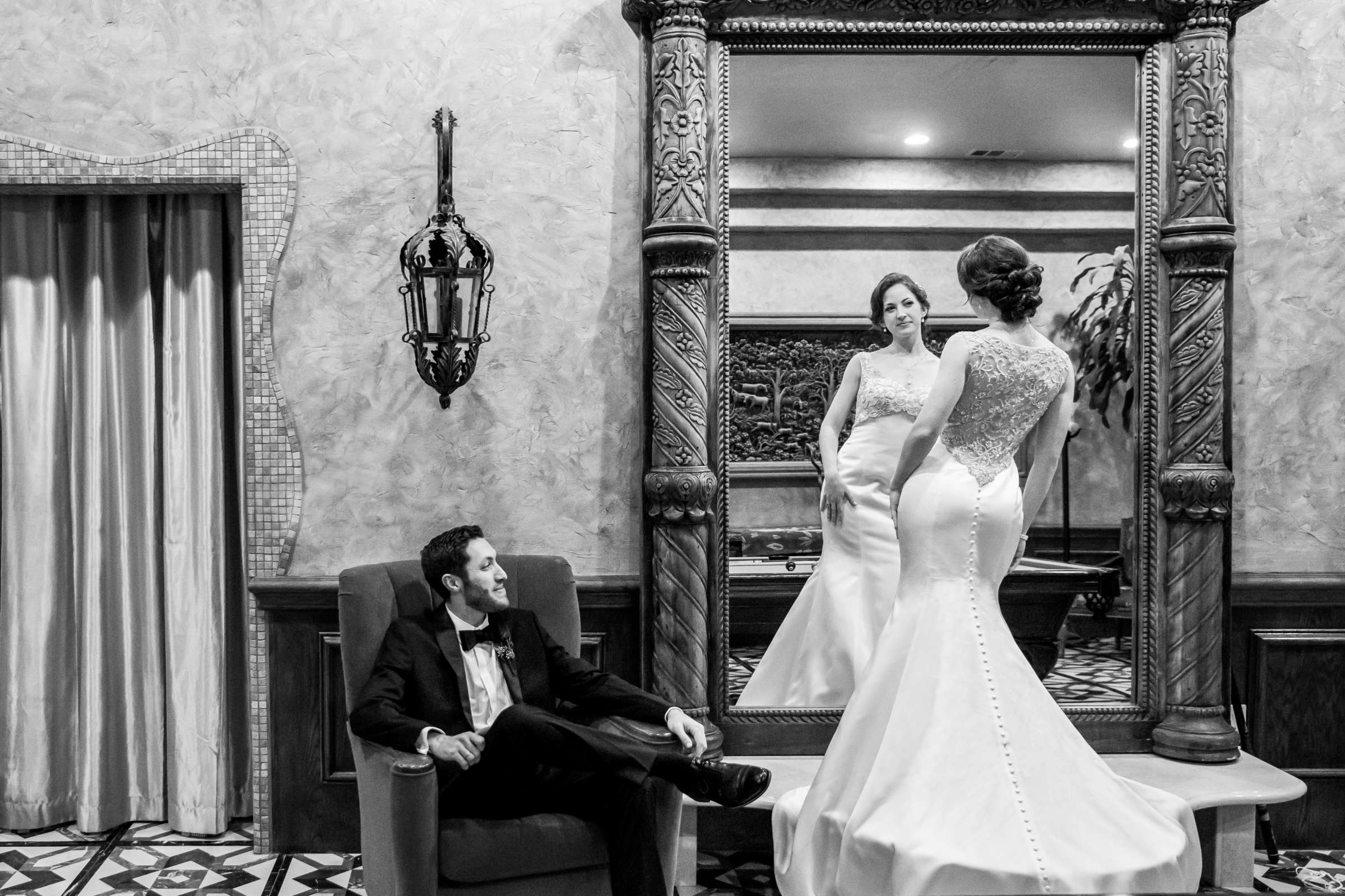 Black and White photo, Stylized Portrait at Hearst Castle Wedding, Hanah and Wesley Wedding Photo #6 by True Photography