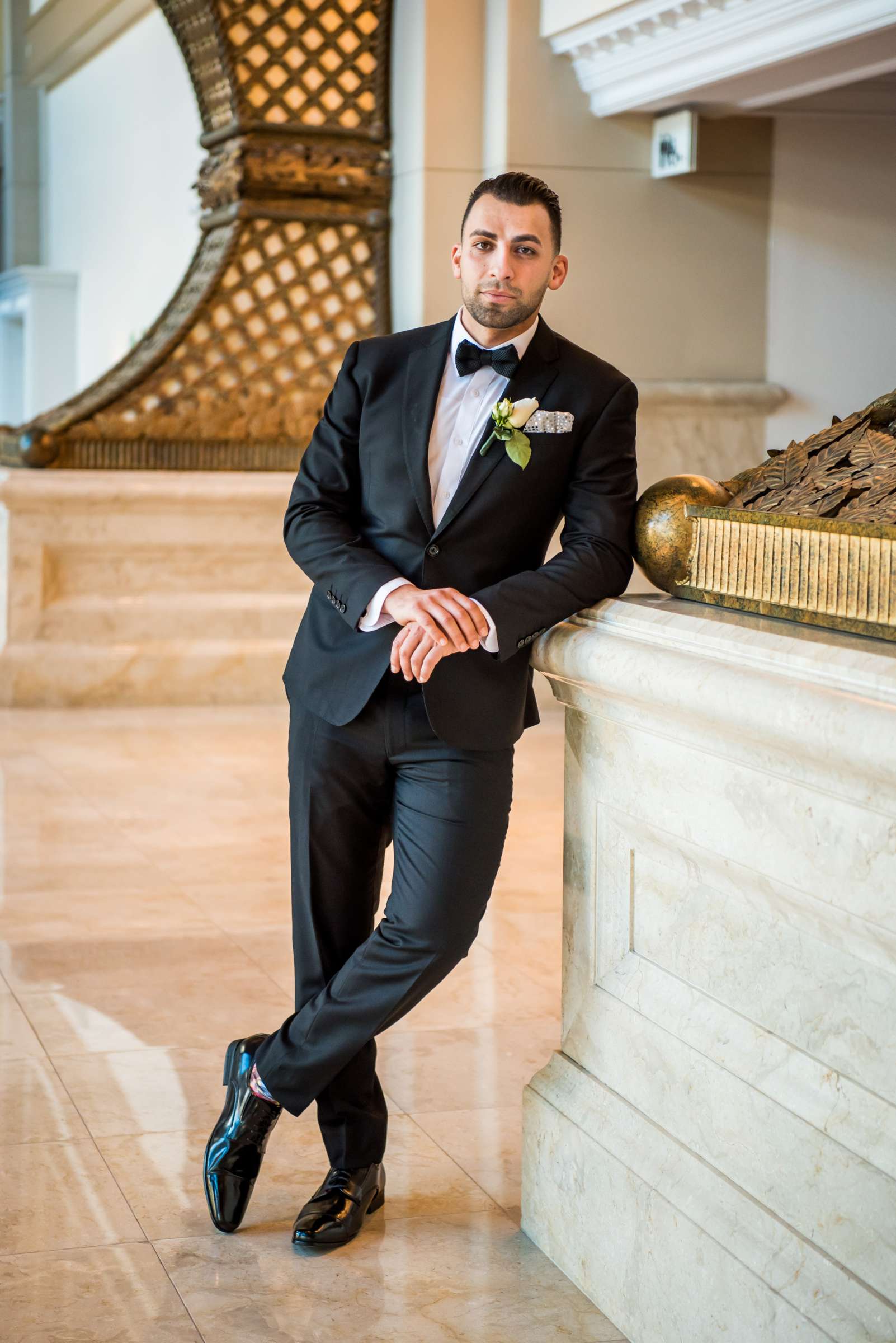 Groom at Manchester Grand Hyatt San Diego Wedding coordinated by Events Plus Style, Farah and Josh Wedding Photo #10 by True Photography