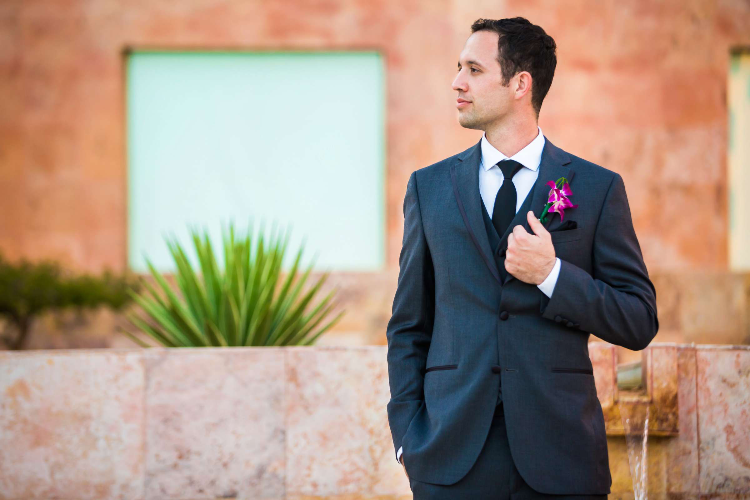 Groom, Stylized Portrait at Pueblo Bonito Pacifica Wedding coordinated by Michelle Garibay Events, Brenna and Tim Wedding Photo #10 by True Photography