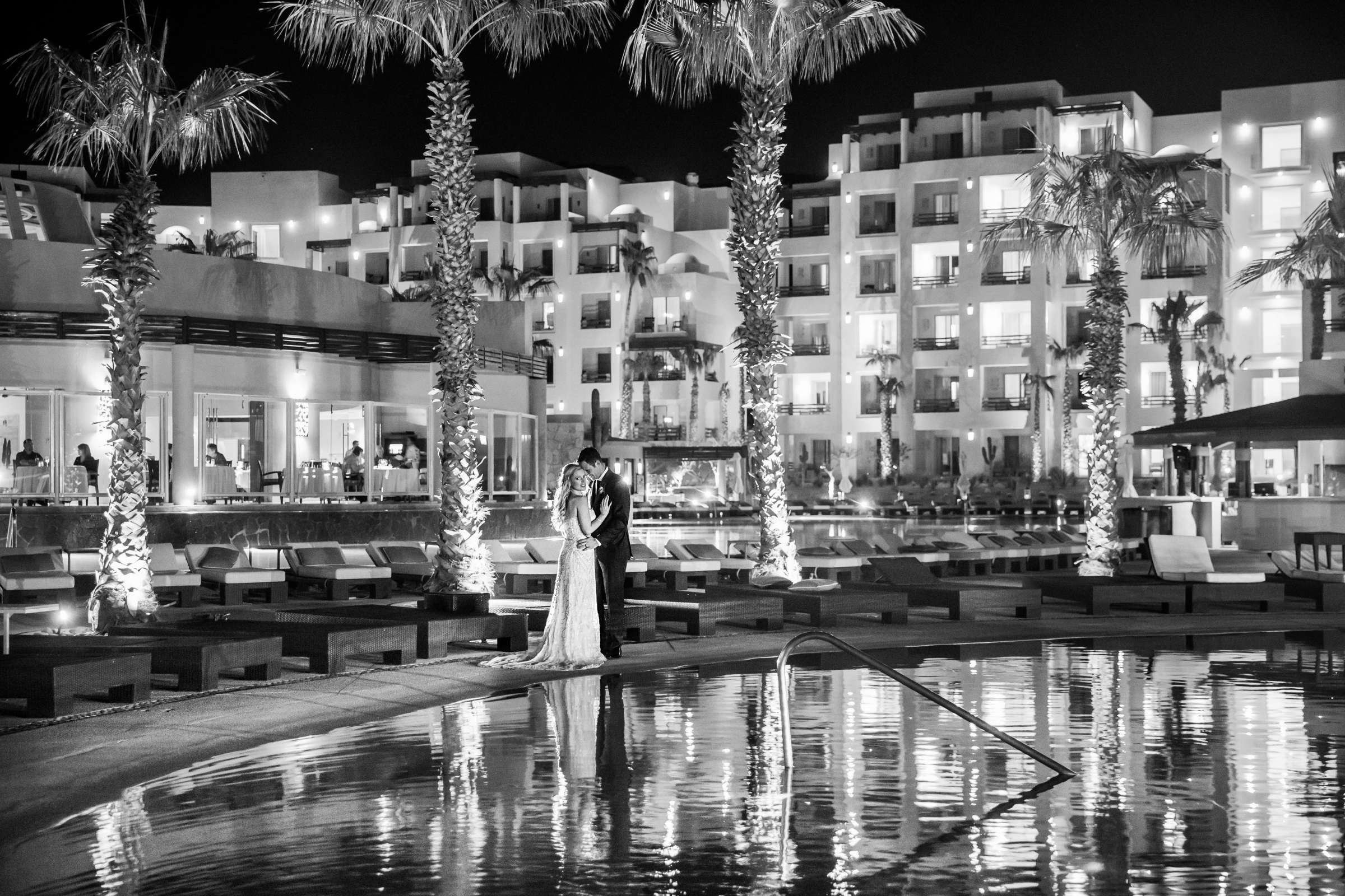 Reflection, Night Shot at Pueblo Bonito Pacifica Wedding coordinated by Michelle Garibay Events, Brenna and Tim Wedding Photo #70 by True Photography