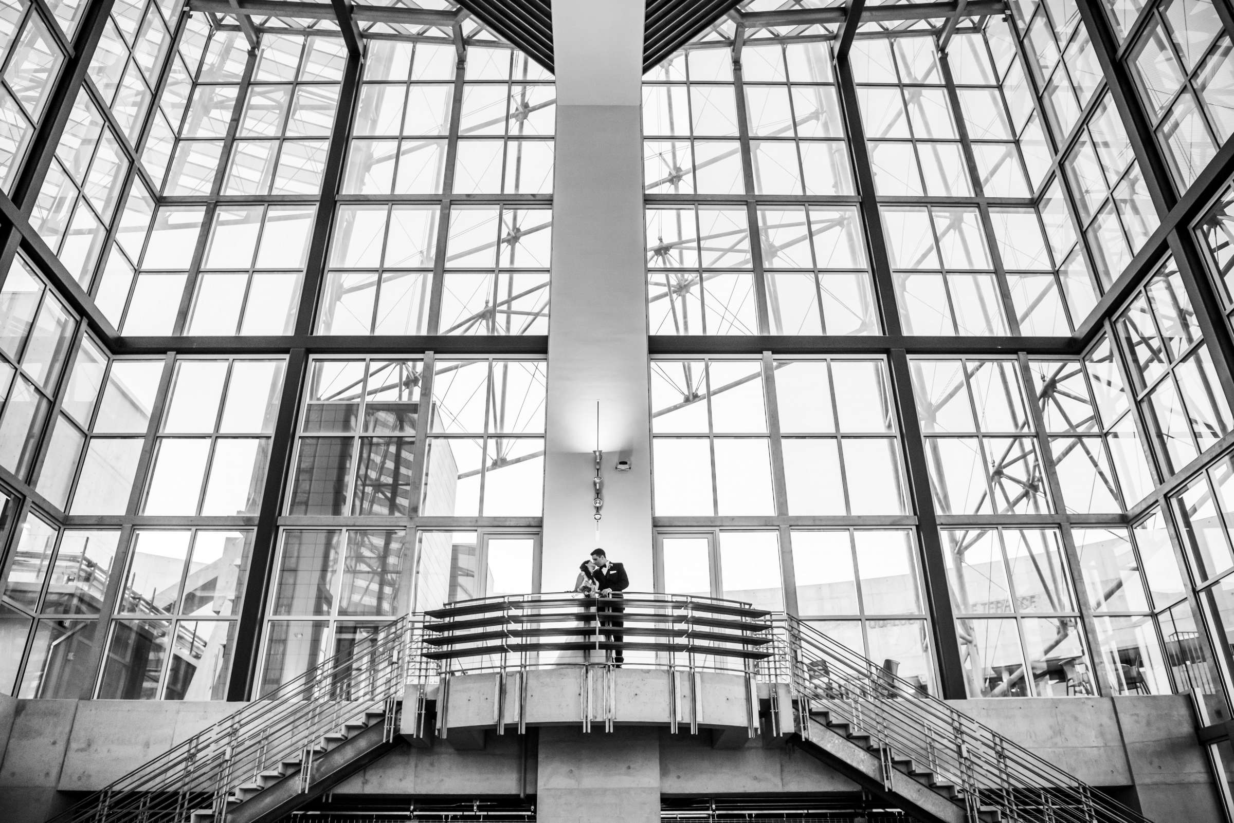 Black and White photo at San Diego Central Library Wedding, Stephanie and Omar Wedding Photo #5 by True Photography