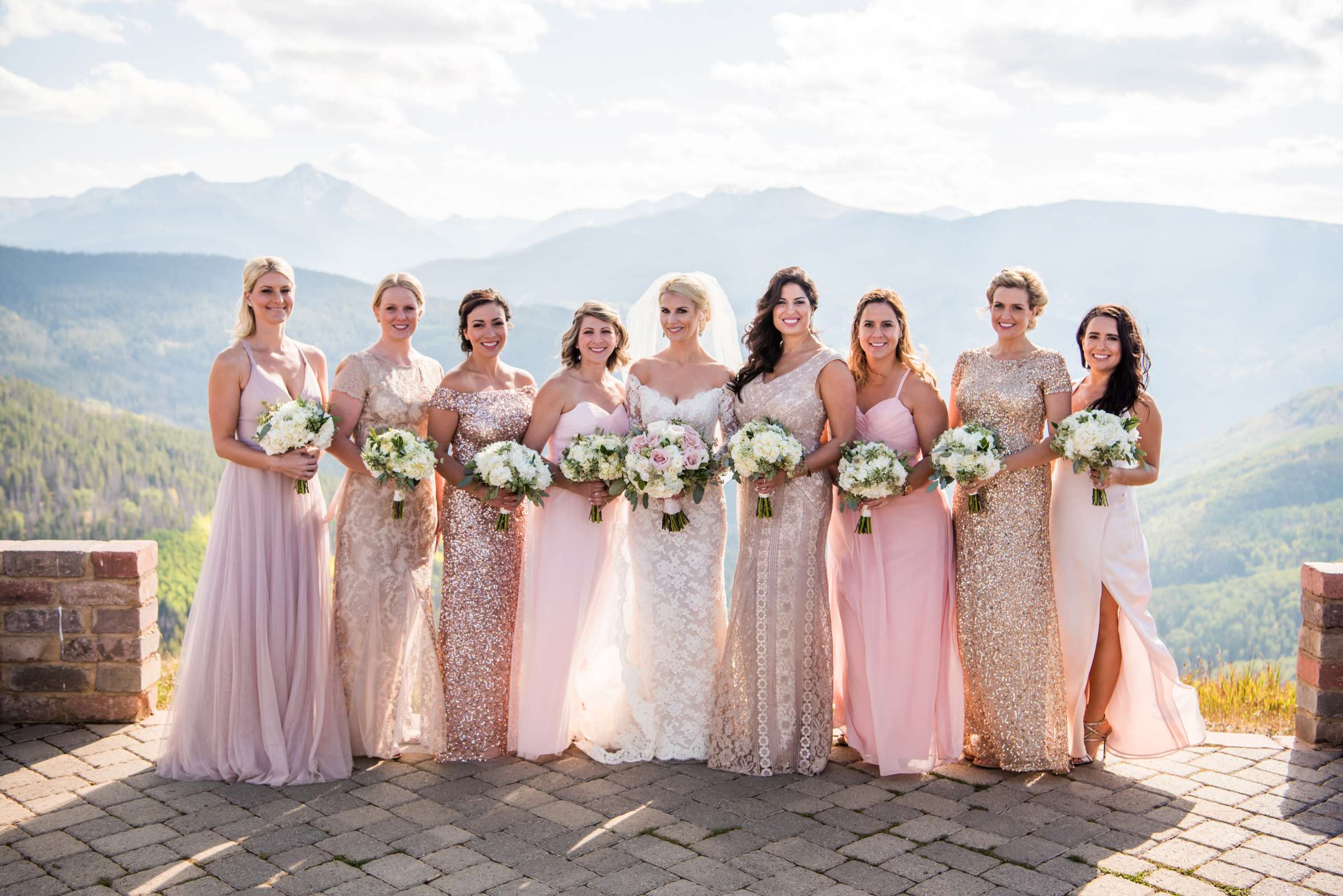 Bridesmaids, Mountains at The Vail Wedding Deck Wedding coordinated by Carolyn Moorman, Heidi and Justin Wedding Photo #14 by True Photography