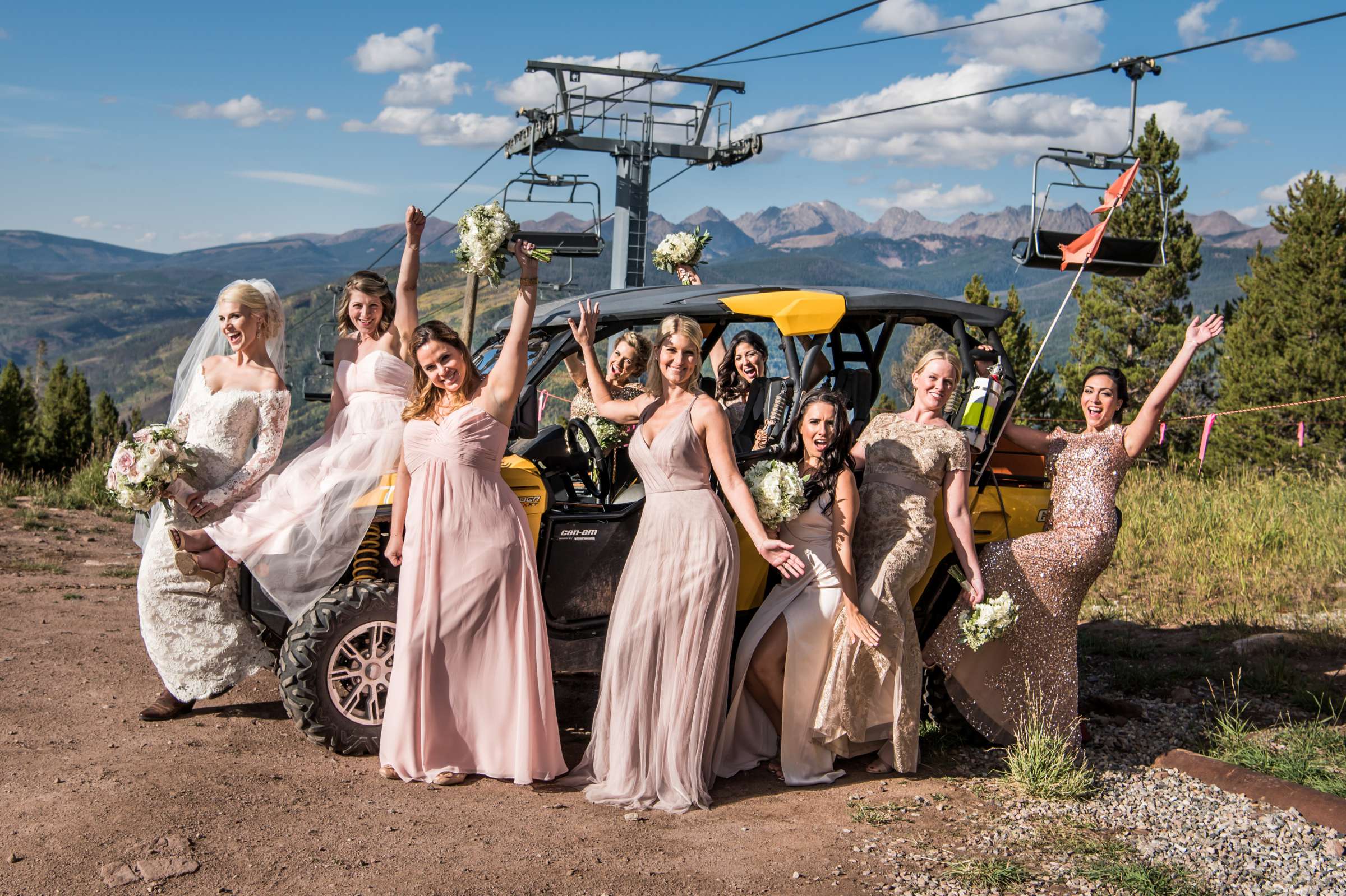 Bridesmaids at The Vail Wedding Deck Wedding coordinated by Carolyn Moorman, Heidi and Justin Wedding Photo #24 by True Photography