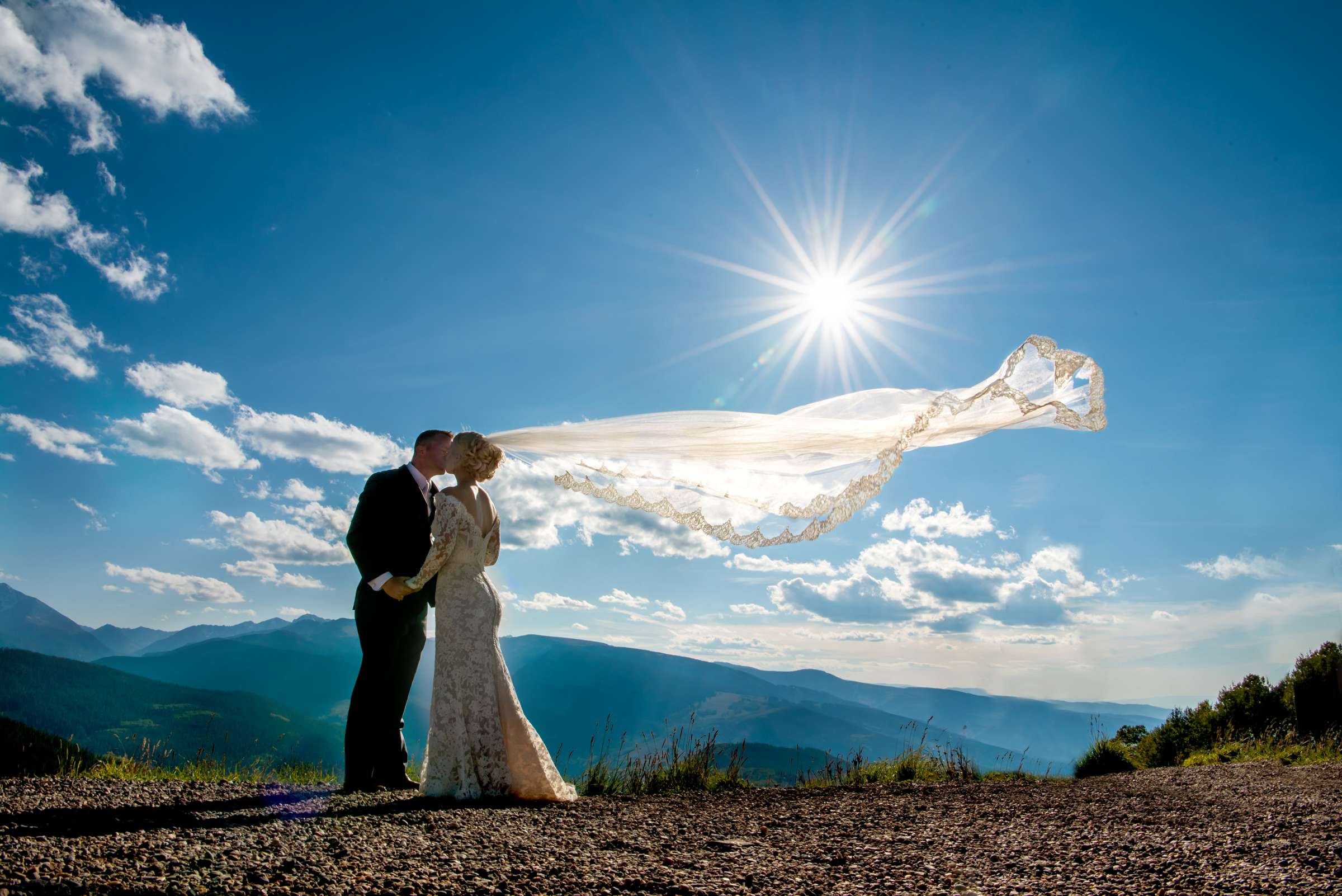 Veil at The Vail Wedding Deck Wedding coordinated by Carolyn Moorman, Heidi and Justin Wedding Photo #1 by True Photography