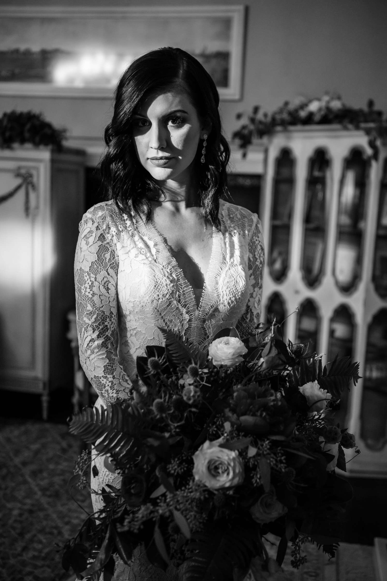 Black and White photo at Twin Oaks House & Gardens Wedding Estate Wedding, Annie and Jeremiah Wedding Photo #5 by True Photography