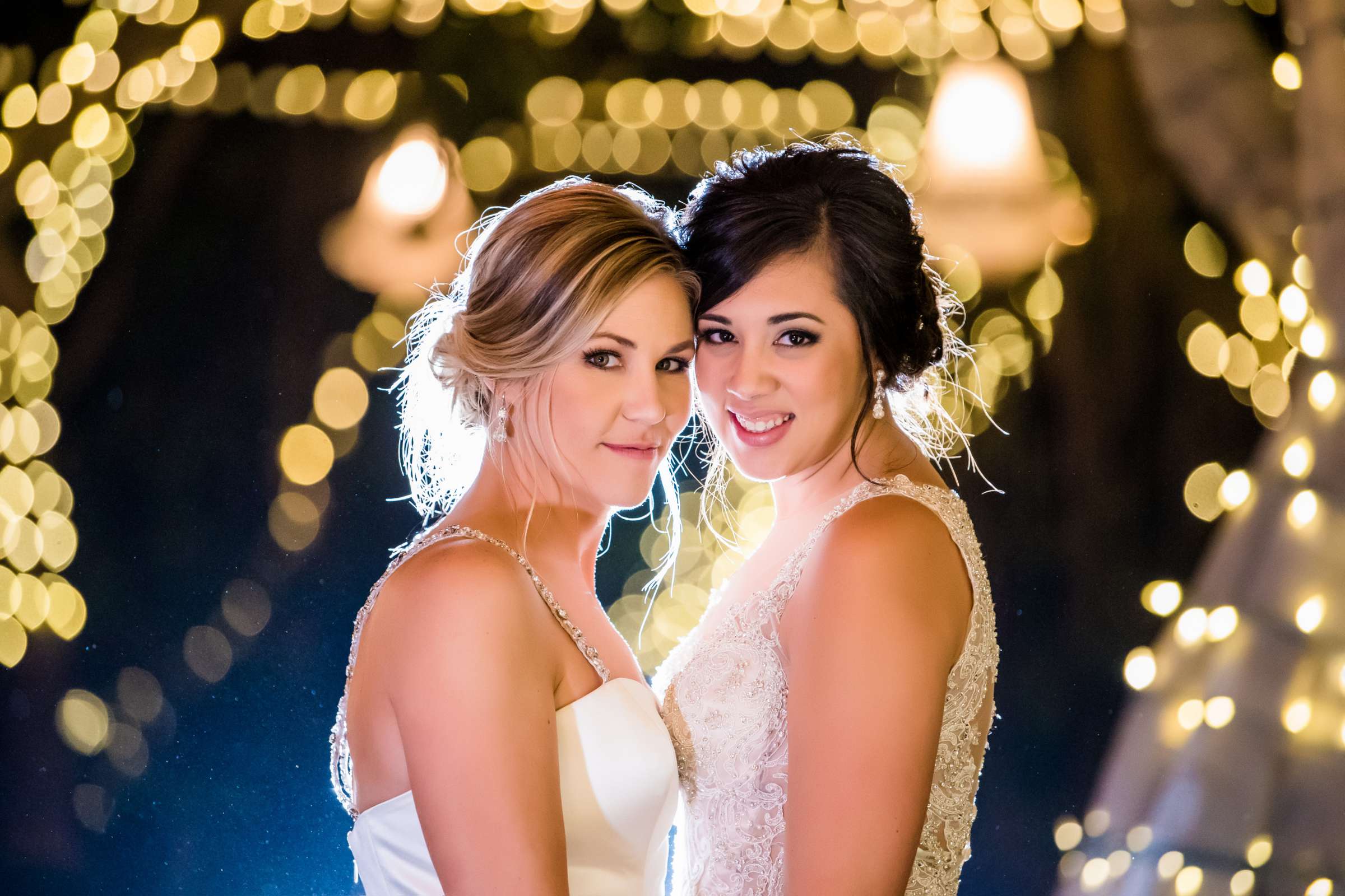 Night Shot at Botanica the Venue Wedding coordinated by Sweet Blossom Weddings, Carlie and Lauren Wedding Photo #436831 by True Photography