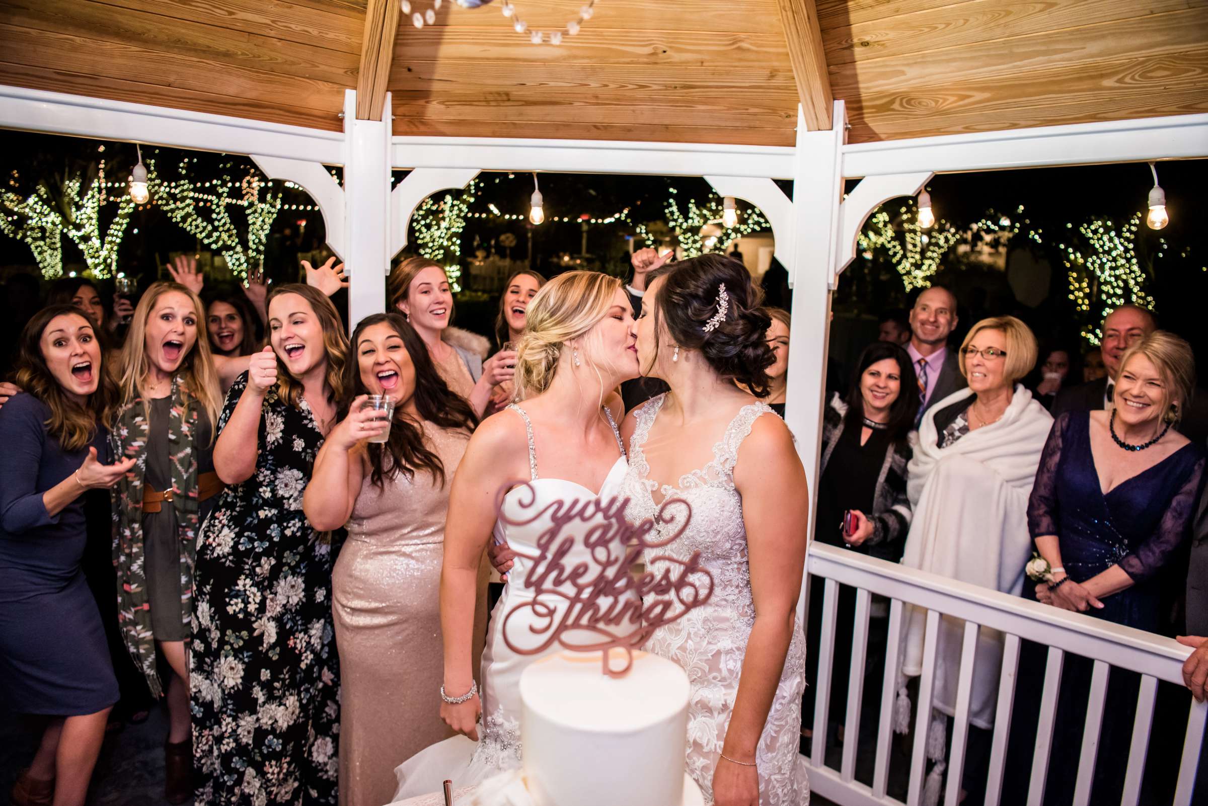 Cake Cutting at Botanica the Venue Wedding coordinated by Sweet Blossom Weddings, Carlie and Lauren Wedding Photo #436987 by True Photography
