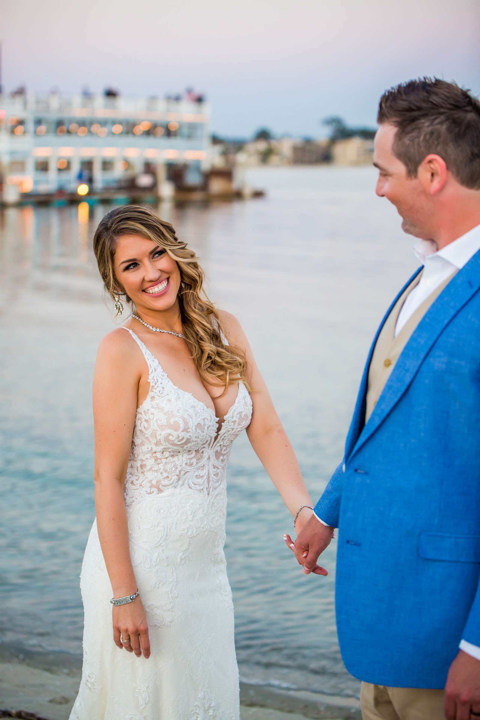 Bride and Groom at Catamaran Resort Wedding coordinated by Sweet Blossom Weddings, Ashley and Rob Wedding Photo #458447 by True Photography