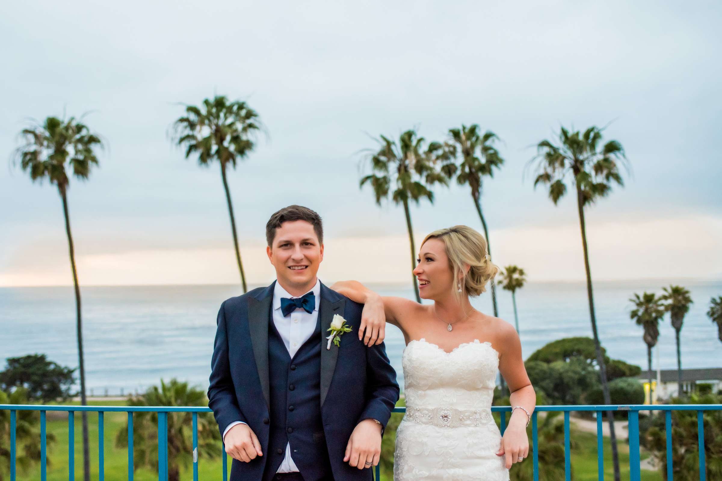 Bride and Groom at La Jolla Cove Rooftop Wedding, Kristen and Anthony Wedding Photo #14 by True Photography