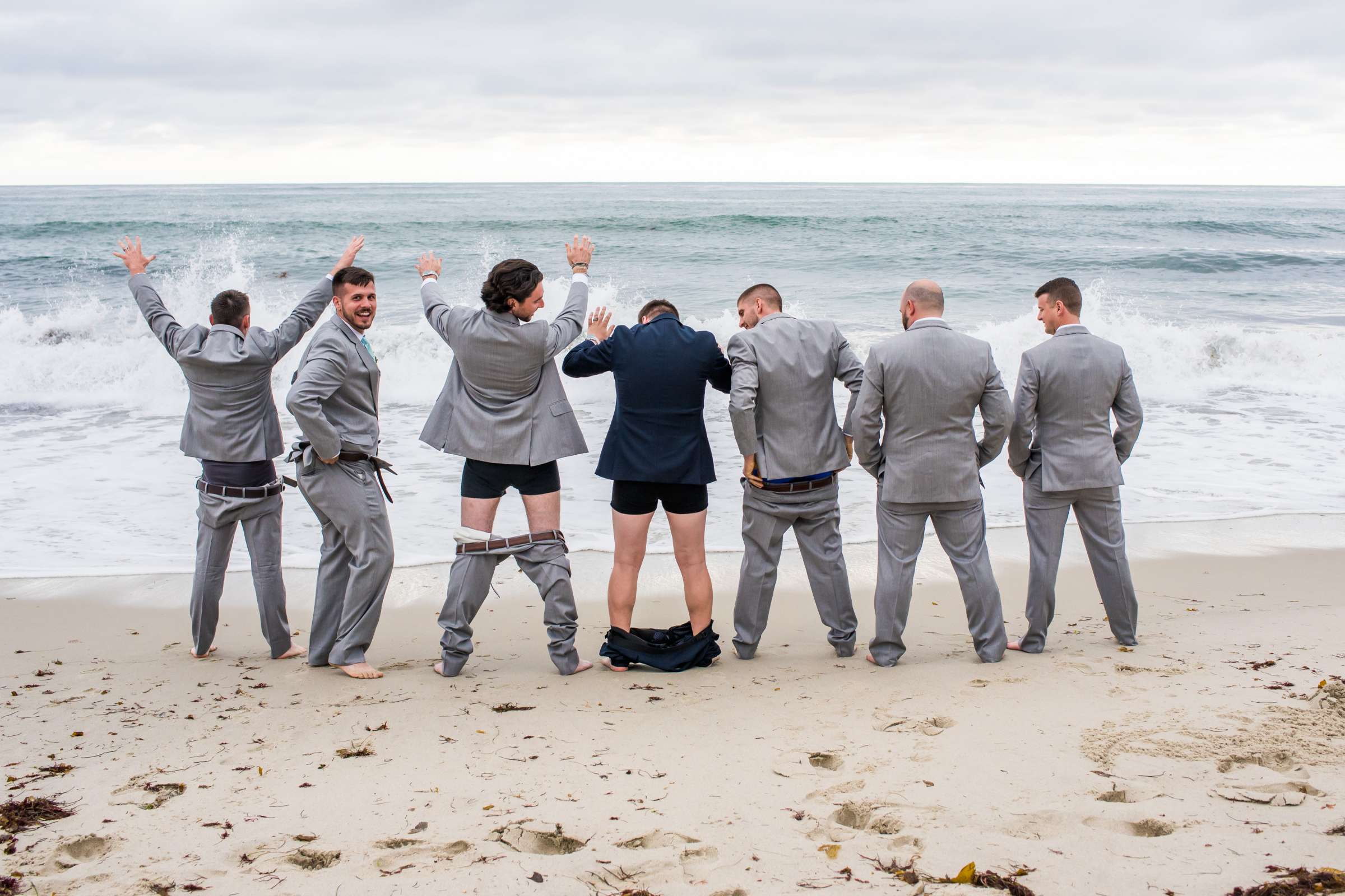 Funny moment at La Jolla Cove Rooftop Wedding, Kristen and Anthony Wedding Photo #23 by True Photography
