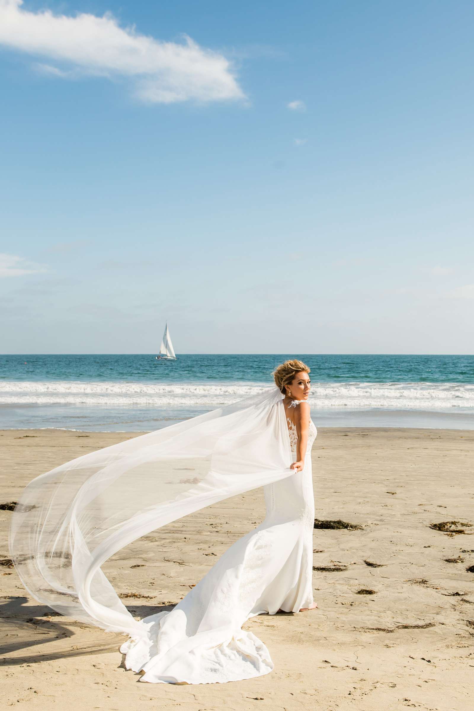 Bride at Ocean View Room Wedding coordinated by San Diego Life Events, Kendall and Brooks Wedding Photo #472431 by True Photography