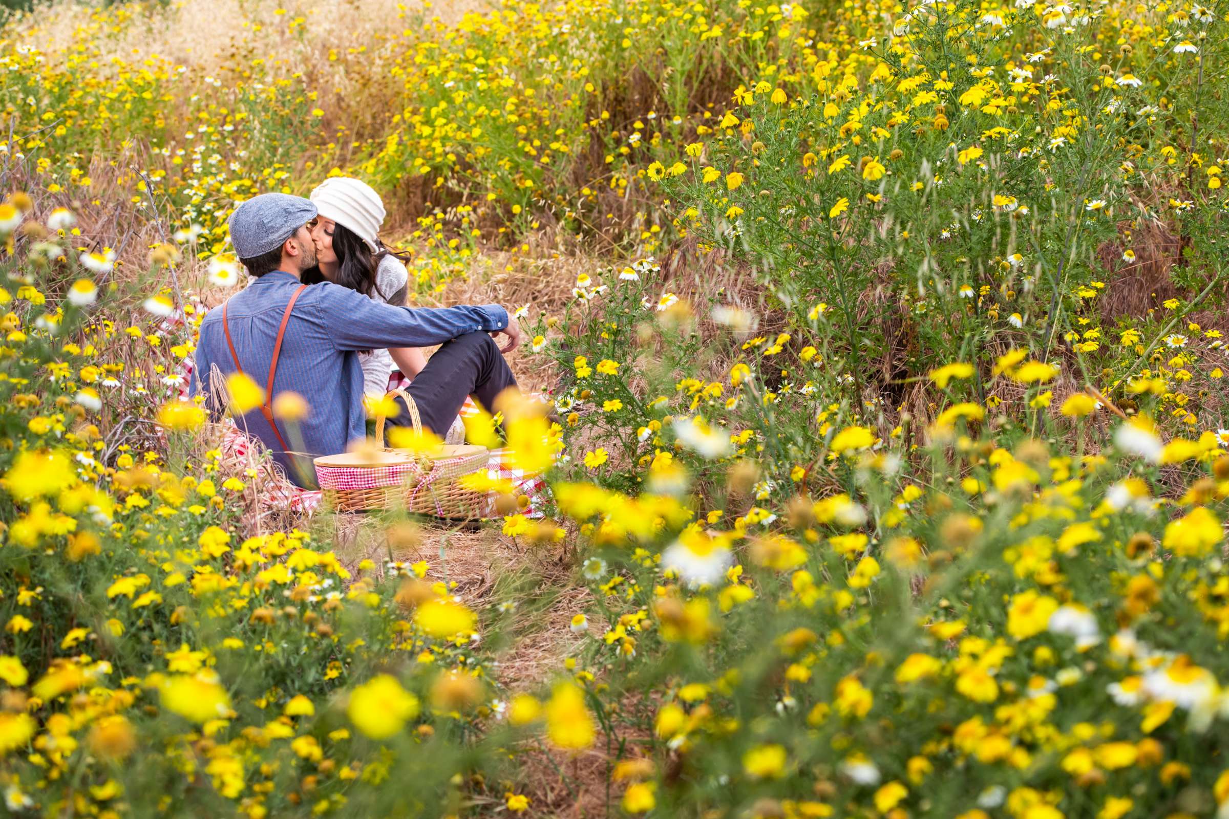 Flower Field at Engagement, Am and Casey Engagement Photo #1 by True Photography