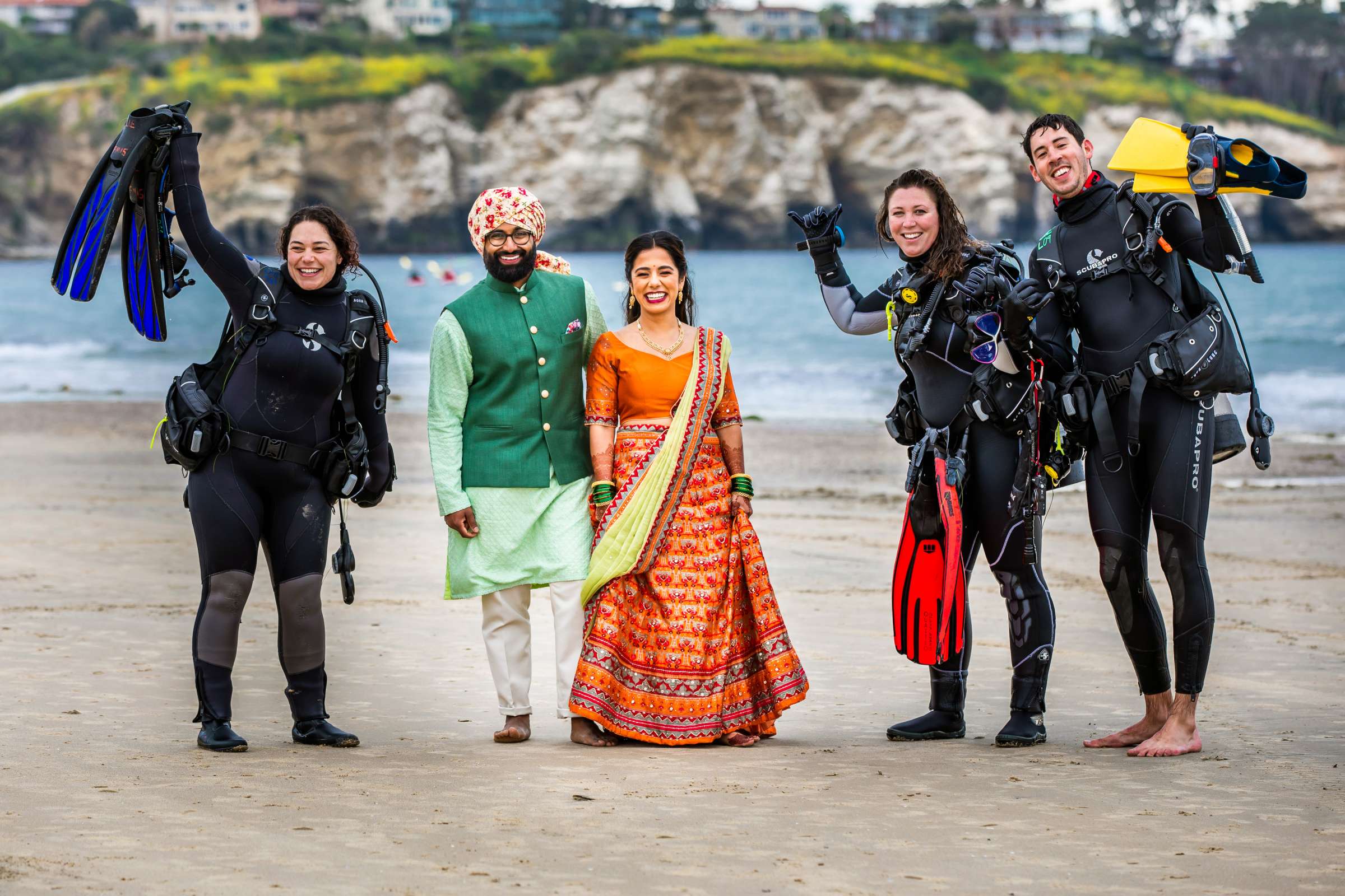 Funny moment at Scripps Seaside Forum Wedding coordinated by I Do Weddings, Gauri and Suraj Wedding Photo #3 by True Photography